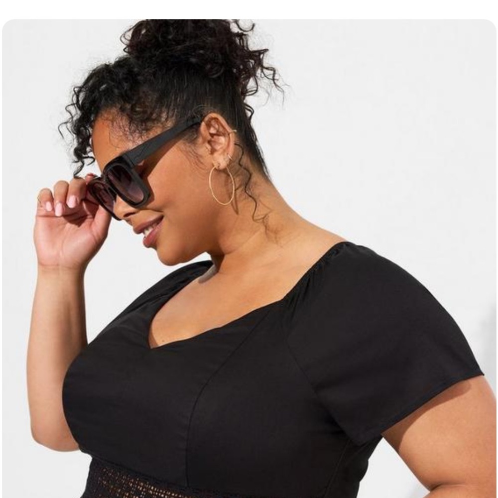 Torrid size 1x (14-16) midi poplin sheer waist dress